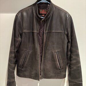 Vintage Y2K Brown Leather Motorbike Jacket by Danier Small